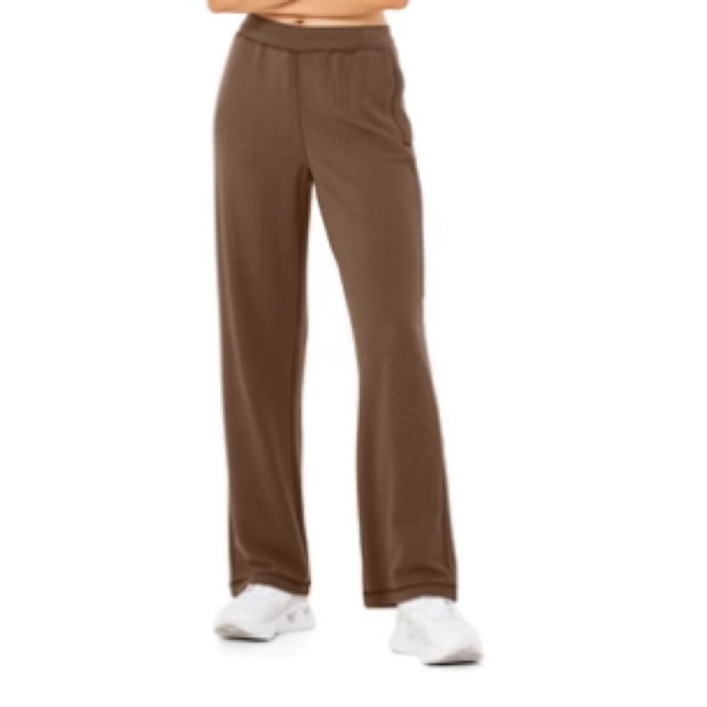 Alo Micro Waffle High-Waisted Pleasant Wide Leg Pant